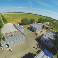 Panoramic view of the gravitational-wave detector GEO600 south of Hanover.