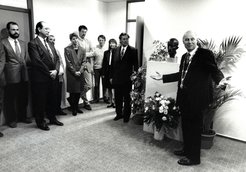 Hans Zacher, then President of the Max Planck Society, at the inauguration of the institute.